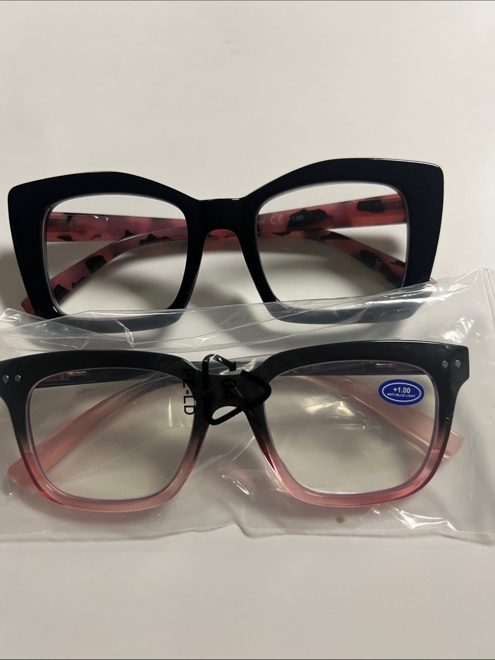 Pink Tortoiseshell +1.00 Reading /Blue Light Blocking Glasses - Set of 2 NWOT